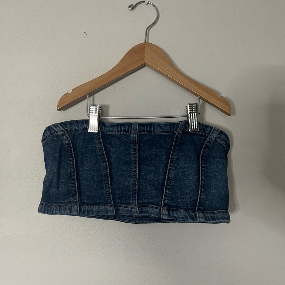 Garage Denim Blue Crop Top